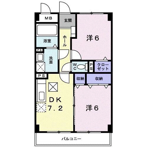 コゥジィー シティー(2DK/4階)の間取り写真