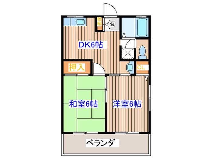 シティハイムパークヒルズ(2DK/2階)の間取り写真