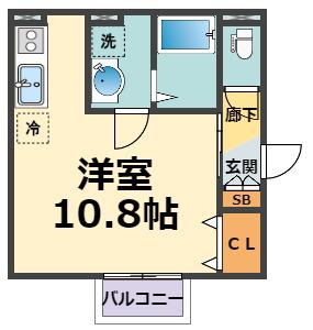 エスポワール(ワンルーム/1階)の間取り写真