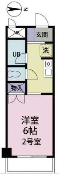 シャンブル南林間(1K/4階)の間取り写真