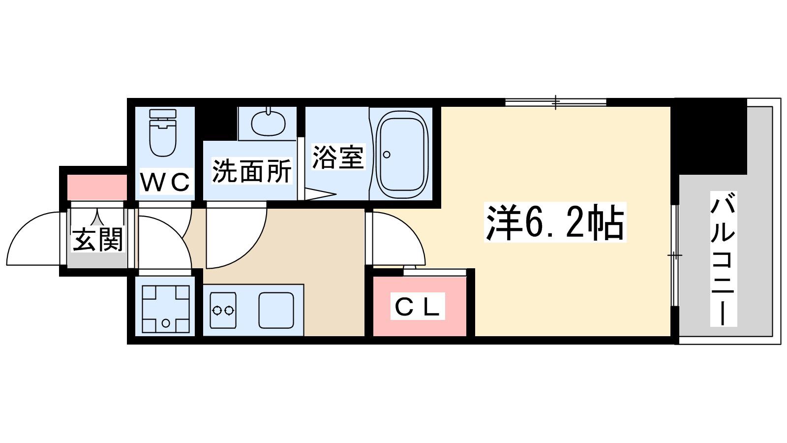 エスリード南森町(1K/3階)の間取り写真