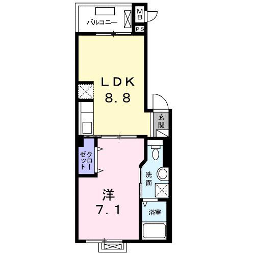 ロンバードストリート(1LDK/2階)の間取り写真