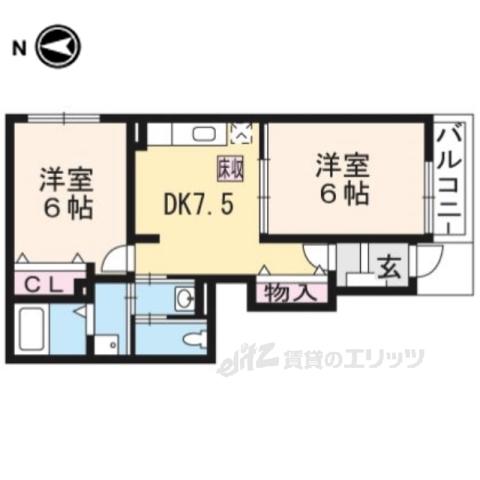 フィールドロード3(2DK/1階)の間取り写真