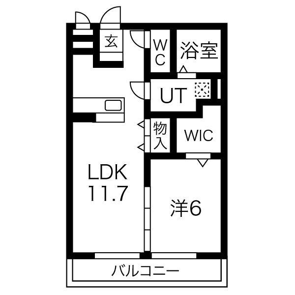 ラ・パール・デュー(1LDK/3階)の間取り写真