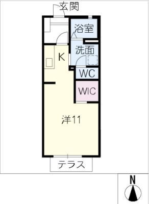 エタージュK(ワンルーム/1階)の間取り写真