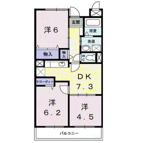 ラトゥール(2LDK/1階)の間取り写真