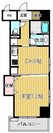 ルミナスガーデン(1DK/7階)の間取り写真