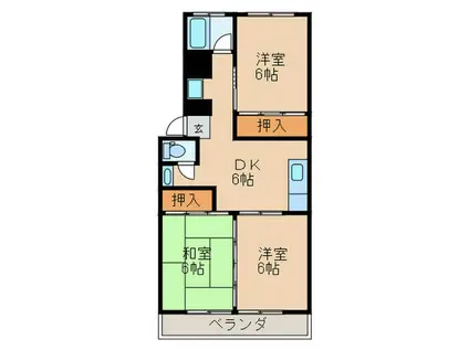 第一白水ビル(3DK/2階)の間取り写真