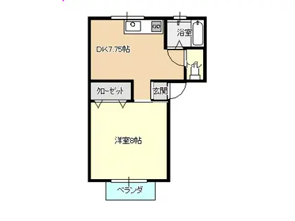 シャルマンたなか(1DK/2階)の間取り写真