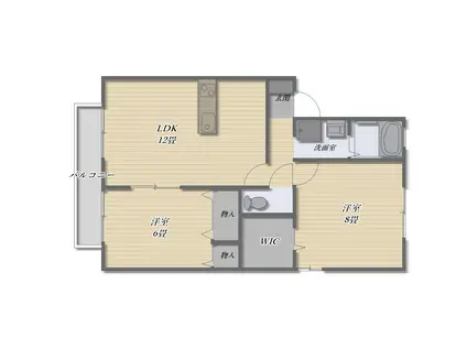 GRAND CHARIOT B(2LDK/2階)の間取り写真