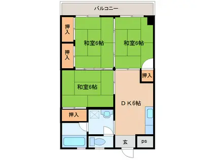 泉ハイツ(3DK/2階)の間取り写真