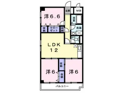 セピア辻井(3LDK/6階)の間取り写真