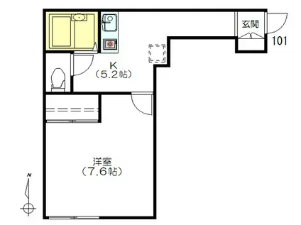 モンターニュ(1K/1階)の間取り写真
