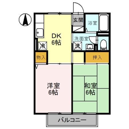 グレイス箕島(2DK/2階)の間取り写真