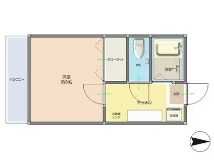 ミウラハイツI(1K/2階)の間取り写真