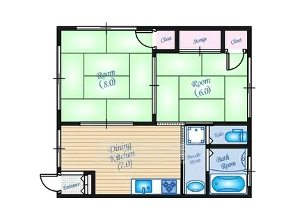 立山ビル(2DK/2階)の間取り写真