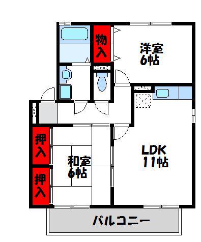 タッチアネックスC棟(2LDK/1階)の間取り写真