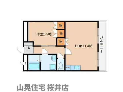 グリーンアイランド(1LDK/1階)の間取り写真