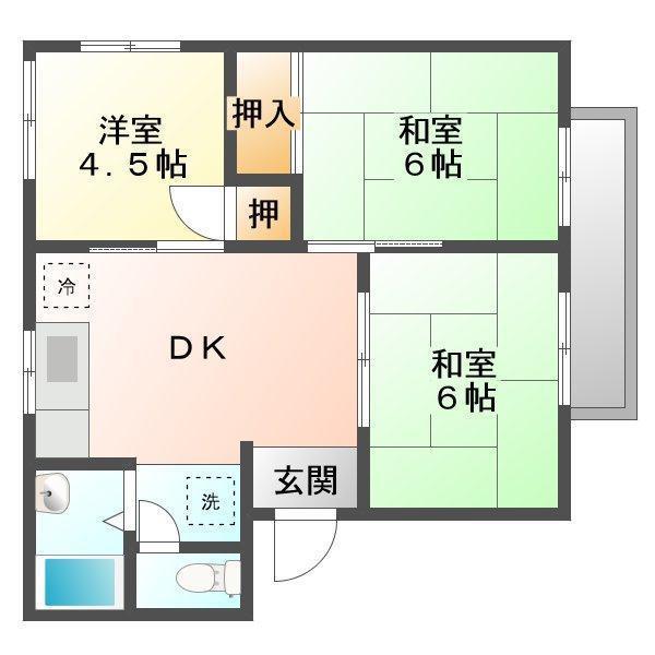 クレセント春日A(3DK/1階)の間取り写真