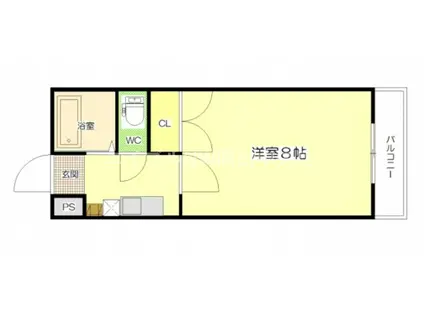 サンハイツ岡大II(1K/1階)の間取り写真