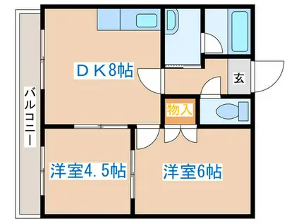 プログレスコート山の手(2DK/4階)の間取り写真