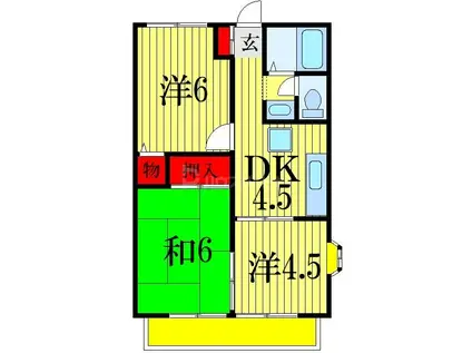 ライトコート国府台I(3DK/2階)の間取り写真