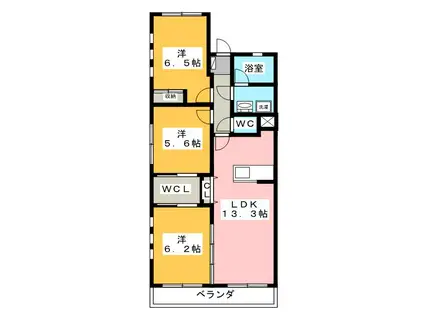 TIARA(3LDK/1階)の間取り写真