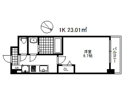 アドバンス神戸レイソレ(1K/9階)の間取り写真