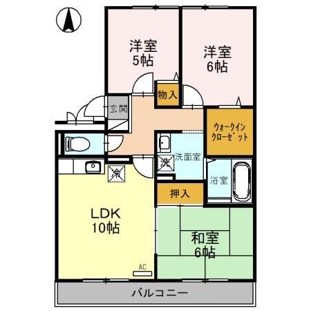 ロビュスト三栄II(3LDK/2階)の間取り写真
