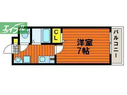 ウェーブレジデンス北長瀬(1K/2階)の間取り写真