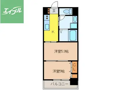 スカイコート西山(2K/7階)の間取り写真