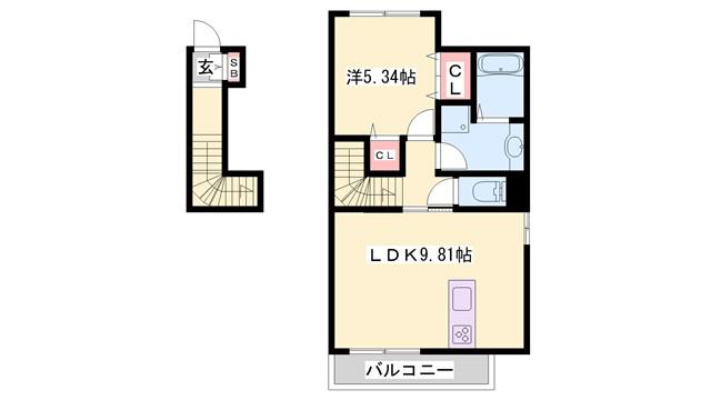 ZENIS(1LDK/2階)の間取り写真