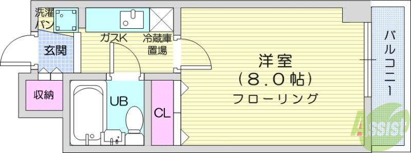アンカーヒルズ川内第2(1K/1階)の間取り写真