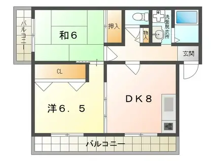 ハイエスト木村(2DK/2階)の間取り写真