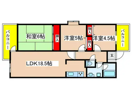 新百合ヶ丘ベルハイム(3LDK/2階)の間取り写真