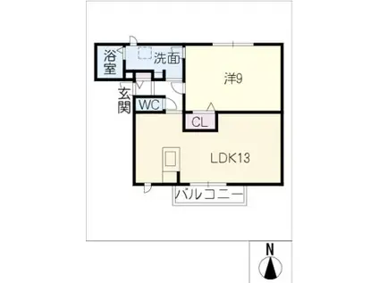ドミール衣浦 B棟(1LDK/2階)の間取り写真