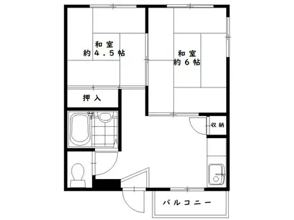 東和マンション(2DK/4階)の間取り写真