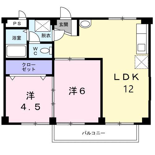 リプルスハイツB(2LDK/2階)の間取り写真