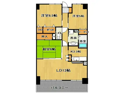 足立マンション2番館(3LDK/2階)の間取り写真