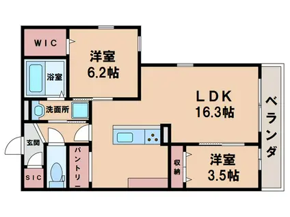 モンテゾーロ西田辺(2LDK/2階)の間取り写真