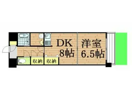 ライオンズマンション岡山医大南(1DK/1階)の間取り写真