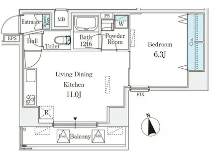 CLARITIA ASAKUSA(1LDK/9階)の間取り写真