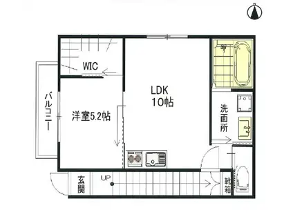 ソレイユビセレクト法蓮町I(1LDK/2階)の間取り写真