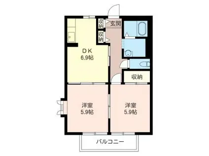 パルヴィレッジ(2DK/1階)の間取り写真