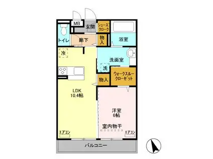 つくばエーツー(1LDK/2階)の間取り写真