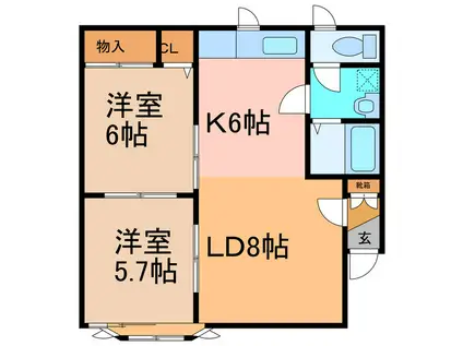 沼口コーポ(2LDK/2階)の間取り写真