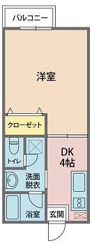 アネックスサバエ(1DK/1階)の間取り写真