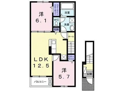 エスポワール氷上(2LDK/2階)の間取り写真