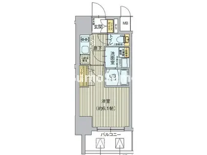 レオンコンフォート神戸駅前(1K/2階)の間取り写真