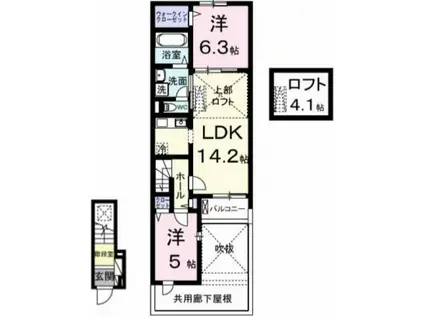 ひだまりガーデンテラスI(2LDK/2階)の間取り写真